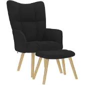 vidaXL Fauteuil relax avec pouf Noir Tissu