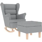 vidaXL Fauteuil à bascule avec repose-pieds Gris clair Tissu