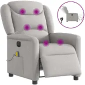 vidaXL Fauteuil de massage électrique gris nuageux Tissu