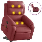 vidaXL Fauteuil de massage avec releveur électrique vin rouge similicuir
