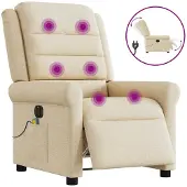 vidaXL Fauteuil de massage électrique Crème Tissu