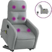 vidaXL Fauteuil de massage électrique avec releveur Tissu gris clair