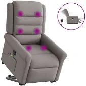 vidaXL Fauteuil de massage électrique avec releveur Taupe Tissu