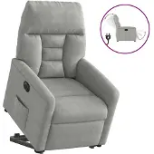 vidaXL Fauteuil inclinable électrique gris clair tissu microfibre