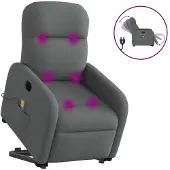 vidaXL Fauteuil de massage électrique avec releveur Tissu gris foncé