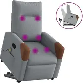 vidaXL Fauteuil de massage avec releveur Gris clair Tissu