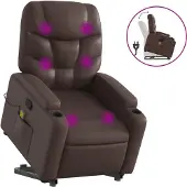 vidaXL Fauteuil de massage avec releveur Marron Similicuir