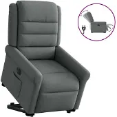 vidaXL Fauteuil relax avec releveur électrique Tissu gris foncé