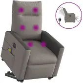 vidaXL Fauteuil de massage électrique avec releveur Taupe Tissu