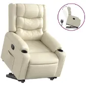 vidaXL Fauteuil relax avec releveur Crème Similicuir