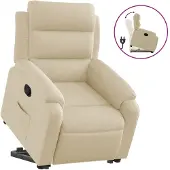 vidaXL Fauteuil relax avec releveur Crème Tissu