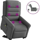vidaXL Fauteuil de massage électrique avec releveur Tissu gris foncé