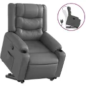 vidaXL Fauteuil relax avec releveur Gris Similicuir