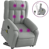 vidaXL Fauteuil de massage avec releveur Gris clair Tissu