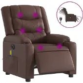 vidaXL Fauteuil de massage électrique brun similicuir