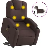 vidaXL Fauteuil de massage électrique avec releveur Tissu marron foncé