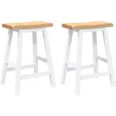 vidaXL Tabouret de bar 2 pcs. Blanc Bois massif Hévéa