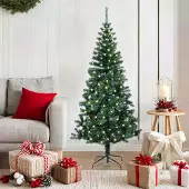 vidaXL Sapin de Noël artificiel pré-éclairé Vert 150 cm PVC et métal