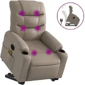vidaXL Fauteuil de massage avec releveur Marron cappuccino Similicuir
