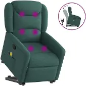 vidaXL Fauteuil de massage avec releveur Vert foncé Tissu