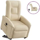 vidaXL Fauteuil relax avec releveur électrique Crème Tissu