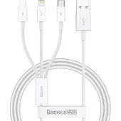 Baseus Superior Data Usb to M+L+C 3.5A Quick Charge Cable 0.5M(White)