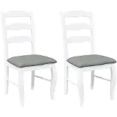 vidaXL Chaises de salle à manger avec coussins 2 pcs. Blanc Bois massif Hévéa