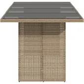 vidaXL Table de jardin avec plateau en verre Beige 190x80x74 cm Poly rotin