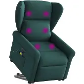 vidaXL Fauteuil de massage avec releveur Vert foncé Tissu