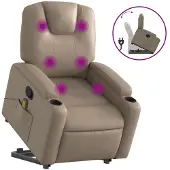 vidaXL Fauteuil de massage avec releveur Cappuccino-Brun Similicuir