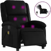 vidaXL Fauteuil de massage électrique noir similicuir