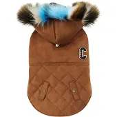 Croci manteau pour chien doublé en fourrure d'agneau, marron