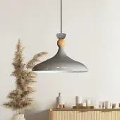 Bamyum Champion Pendelleuchte Holz Grau (E27)