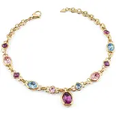 GUESS Collier Femme Guess Multi Crystals Jubn03251jwygmt/U - Acier Doré Avec Cristaux Multicolores Et Pendentif Central