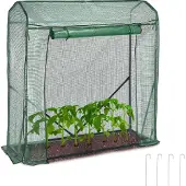 Relaxdays Serre à tomates , dimensions : 154 x 152 x 50 cm, fer et film maillé en PE, serre de jardin robuste en film plastique, verte