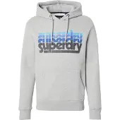 Superdry pour homme. M2014360A Sweat à capuche Stacked gris (S), Casuel, Coton
