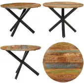 vidaXL Table de salle à manger ronde 100x100x75 cm Vieux bois massif