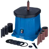 Scheppach OSM100 : Ponceuse à bande avec axe oscillant/rotatif, 450 W, course de 16 mm, aspiration des poussières, 6 manchons de ponçage
