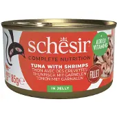 Schesir thon avec crevettes (gelée) pâtée pour chat (boîte)