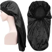 INF Bonnet De Nuit Long En Satin Le Noir
