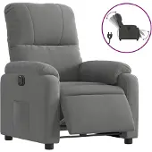 vidaXL Fauteuil relax Électrique Gris foncé Tissu microfibre