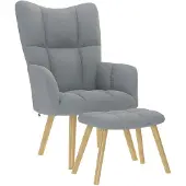 vidaXL Fauteuil relax avec pouf Tissu gris clair