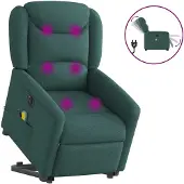 vidaXL Fauteuil de massage électrique avec releveur Tissu vert foncé