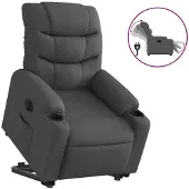 vidaXL Fauteuil relax avec releveur électrique Tissu gris foncé