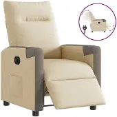 vidaXL Fauteuil relax électrique Crème Tissu