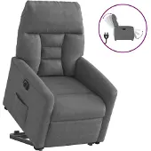 vidaXL Fauteuil relax Releveur électrique Gris foncé Tissu microfibre