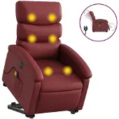 vidaXL Fauteuil de massage avec releveur électrique vin rouge similicuir