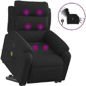 vidaXL Fauteuil de massage électrique avec releveur Noir Tissu