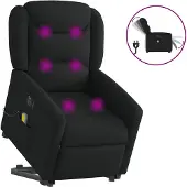 vidaXL Fauteuil de massage électrique avec releveur Noir Tissu