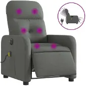 vidaXL Fauteuil de massage électrique Tissu gris foncé